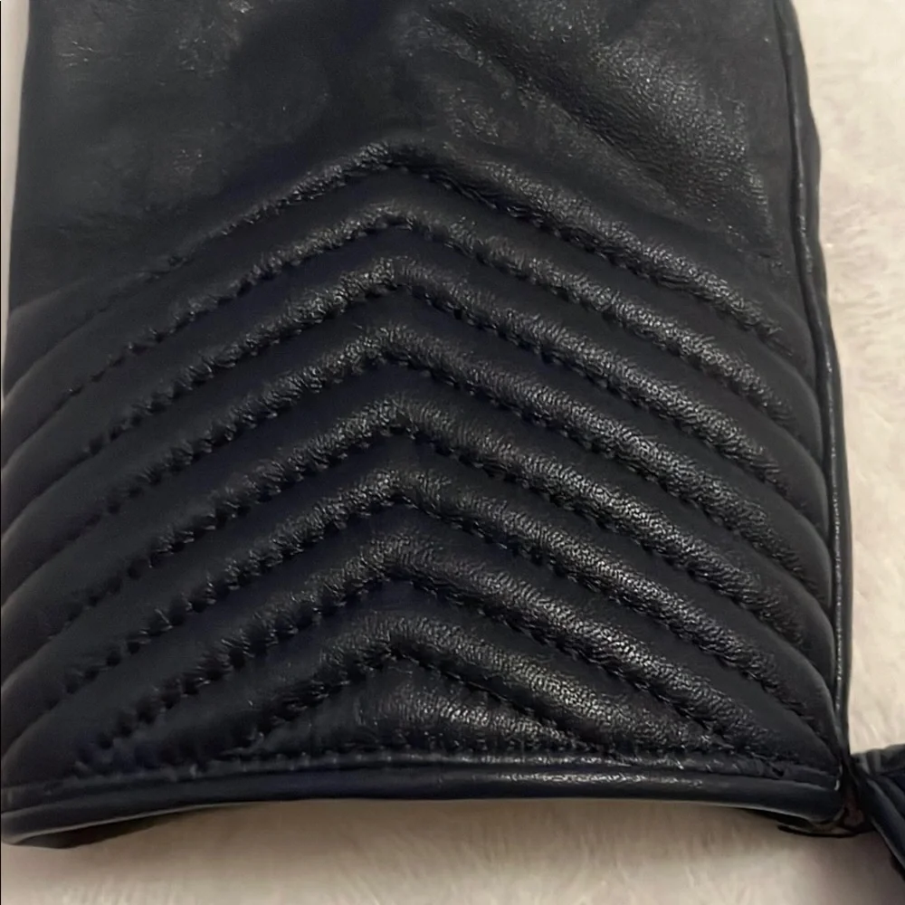Karen Millen Navy Blue Leather Gloves